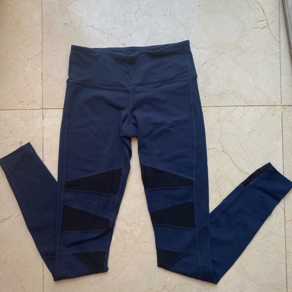 Lululemon Navy Mesh Cutout Leggings
